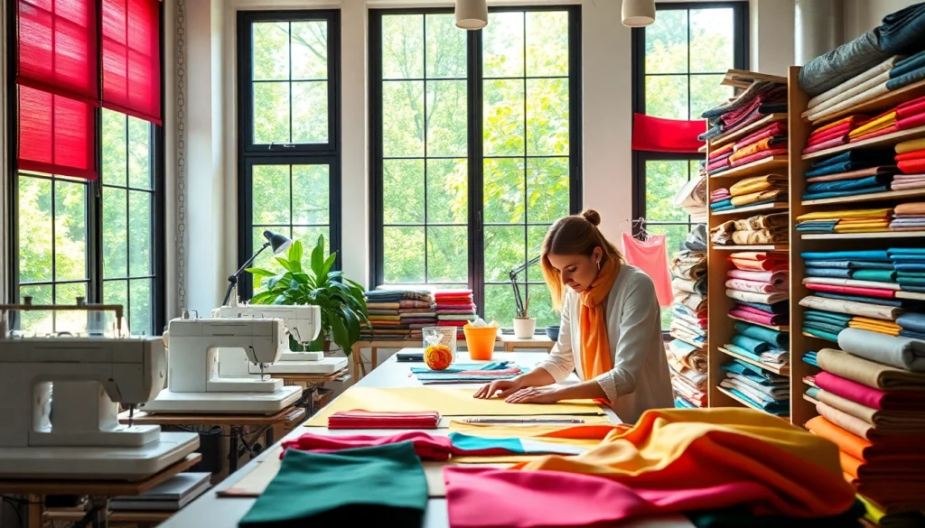 Ontdek het brabantse bont in een creatieve studio met kleurrijke stoffen en design tools.