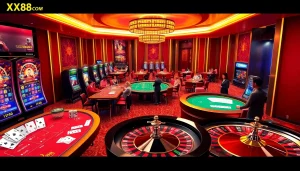 Engage with the luxurious online gambling experience at XX88 COM featuring vibrant casino games and a welcoming interface.