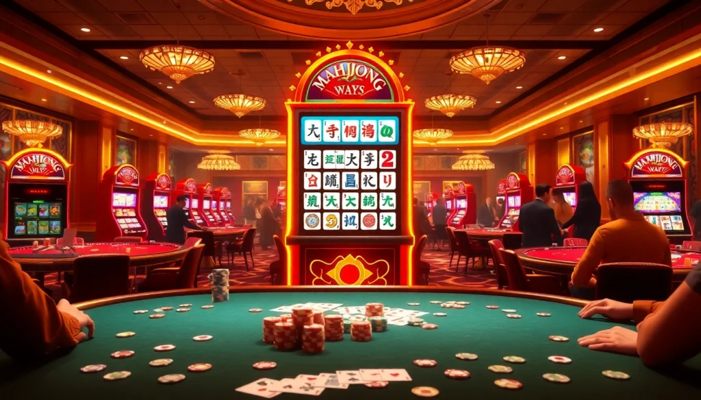 Berpartisipasi dalam permainan Mahjong Ways 2 di lingkungan kasino yang hidup dengan elemen mewah.