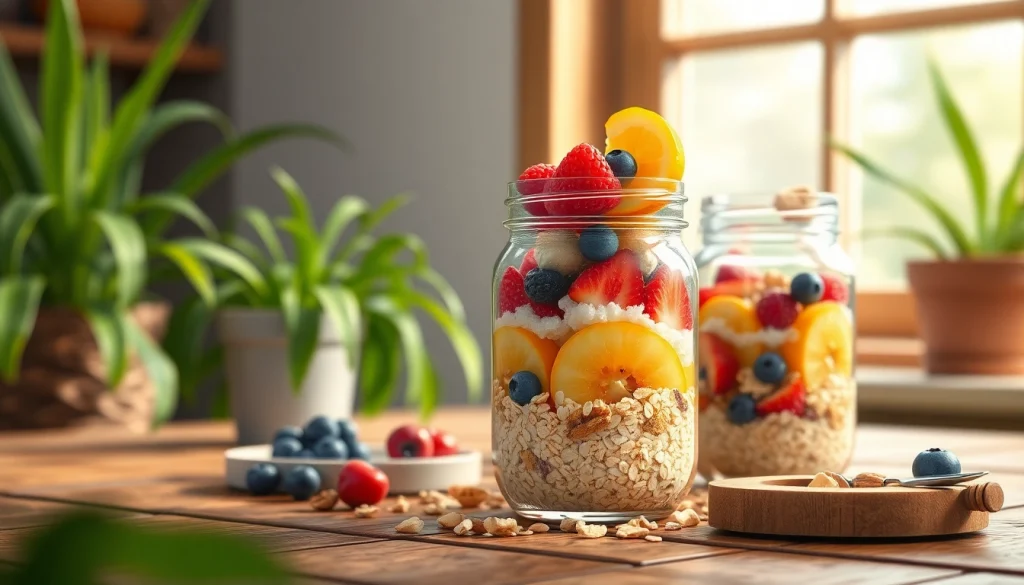 Enjoy a visually appealing mason jar breakfast at https://masonjarbreakfast.com with vibrant fruits and layered oats.