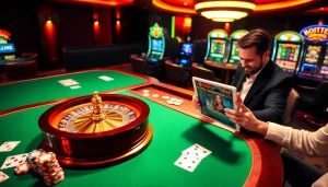 Activities at MK8 casino table featuring poker chips and excited players.