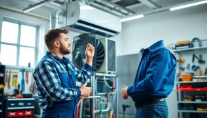 Examine Wholesale HVAC for Contractors equipment with a focused professional in a bright workshop.