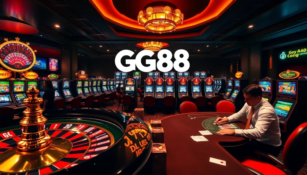 Engaged players enjoying the excitement of GG88 at a luxurious casino table with vibrant gaming elements.
