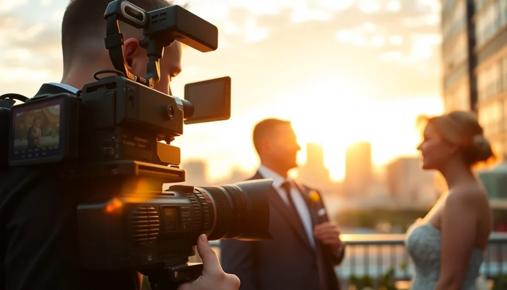 Calgary videographer capturing a wedding celebration in the city with professional equipment.