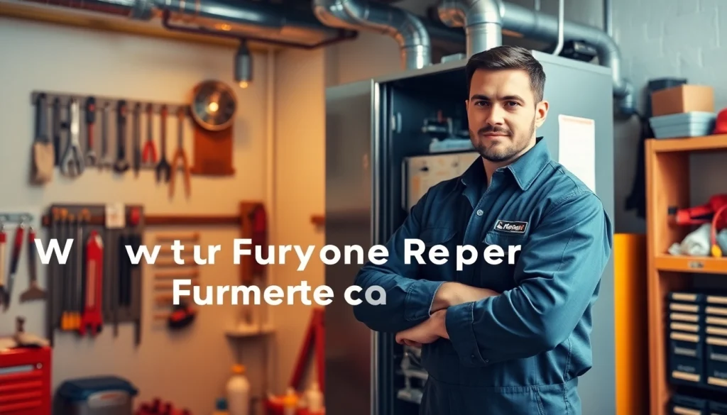 Technician performing furnace repair goldens bridge in a professional workshop setting.