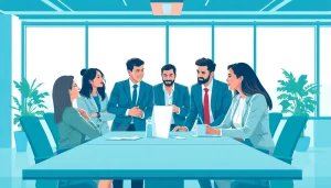 Find sales reps for my business as a professional team collaborates in an office setting.