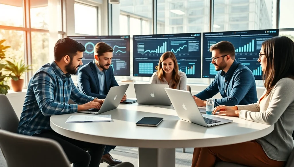 GEO Agentur im modernen Büro, Team arbeitet an Strategien für digitale Sichtbarkeit.