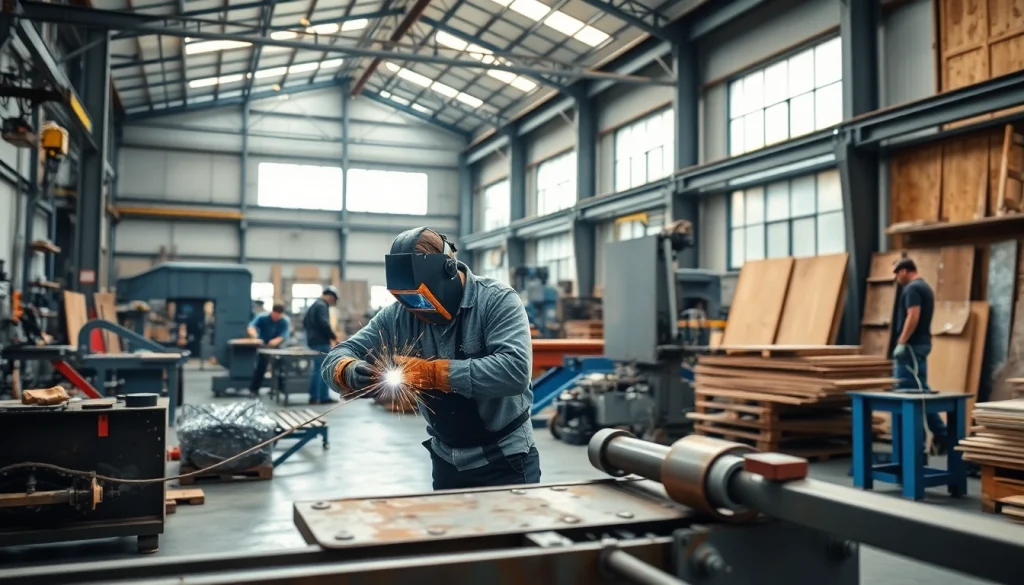 Expertly performing industrial fabrication edmonton in a well-equipped workshop with skilled workers.