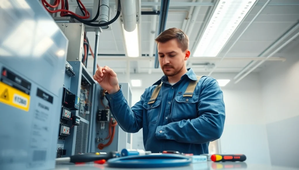 Ensure quality with commercial electrical maintenance by a skilled electrician in a modern setting.