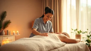 아늑한 환경에서 젊은 치료사가 편안한 케어를 제공하는 오산출장마사지 세션.