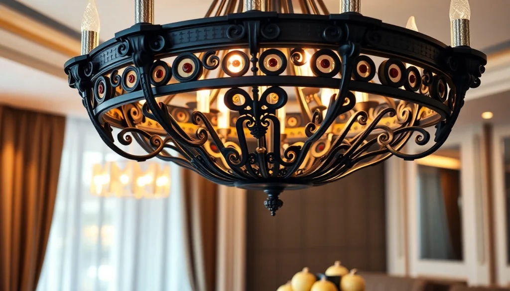 Illuminate your home with a stylish black and gold light fixture, showcasing elegance and sophistication.