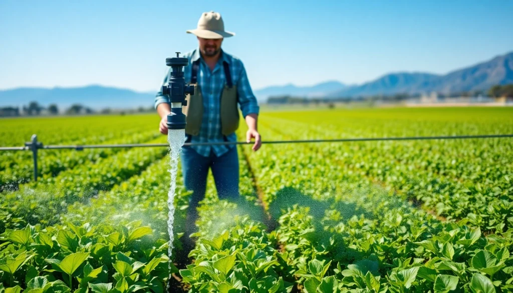 Advanced land irrigation techniques showcased in a vibrant agricultural setting.