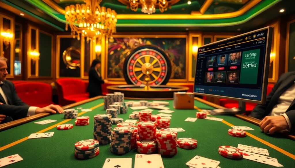 Experience the excitement of mm88 with a luxurious poker game surrounded by casino glamour.
