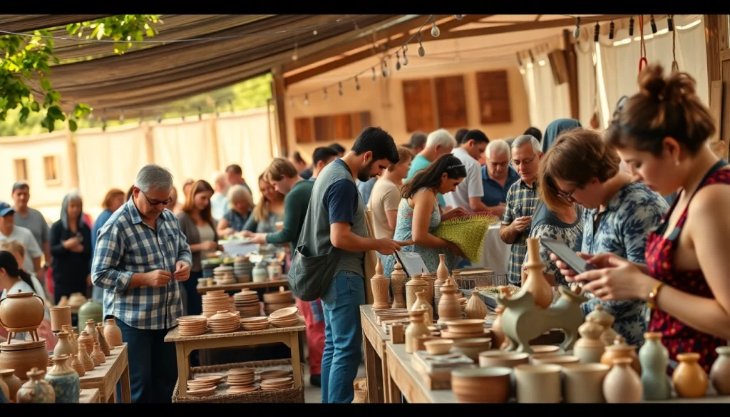 Niche hobbies showcased at a vibrant outdoor market with artisans and enthusiasts.