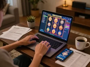 Engaging in online gaming at a cozy setup while experiencing situs slot gacor gameplay