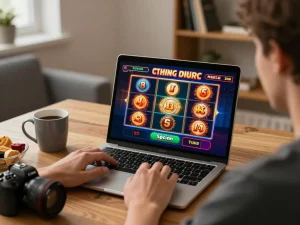 Engage in exciting slot gacor malam ini with dynamic online gaming atmosphere in a cozy home setup.