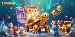 Experience thrilling gaming action with LGOGOAL's vibrant slot machine scene and adorable characters!