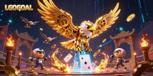 Experience high-energy gaming with LGOGOAL in a vibrant 3D casino scene filled with action.