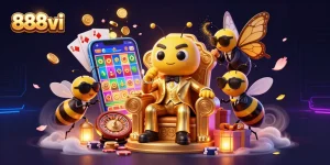 Experience thrilling gameplay with 888vi's vibrant casino illustration showcasing exciting slot attributes.