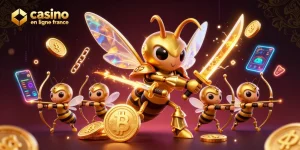 Gagnez au casino en ligne France avec notre illustration dynamique de personnages 3D.